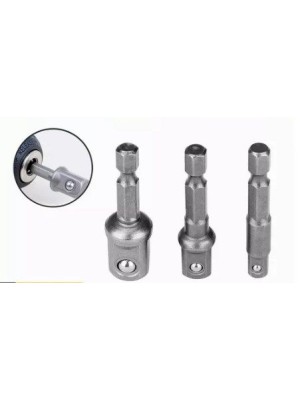 KIT 3 ADAPTADOR P/ SOQUETE PARAFUSADEIRA 1/4 X 1/4 3/8 1/2